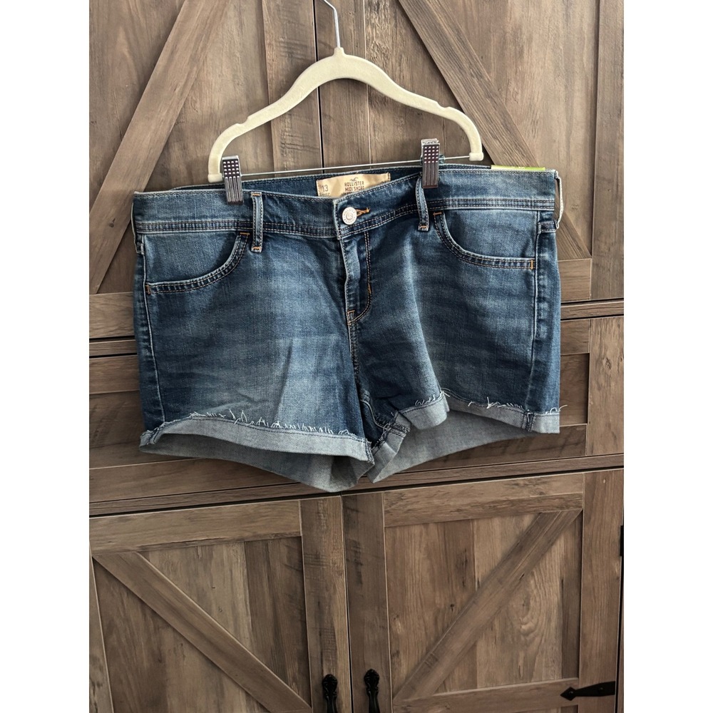 Hollister Midi Short Low Rise Denim Jean Shorts Dark Wash Size 13 W31 NWT